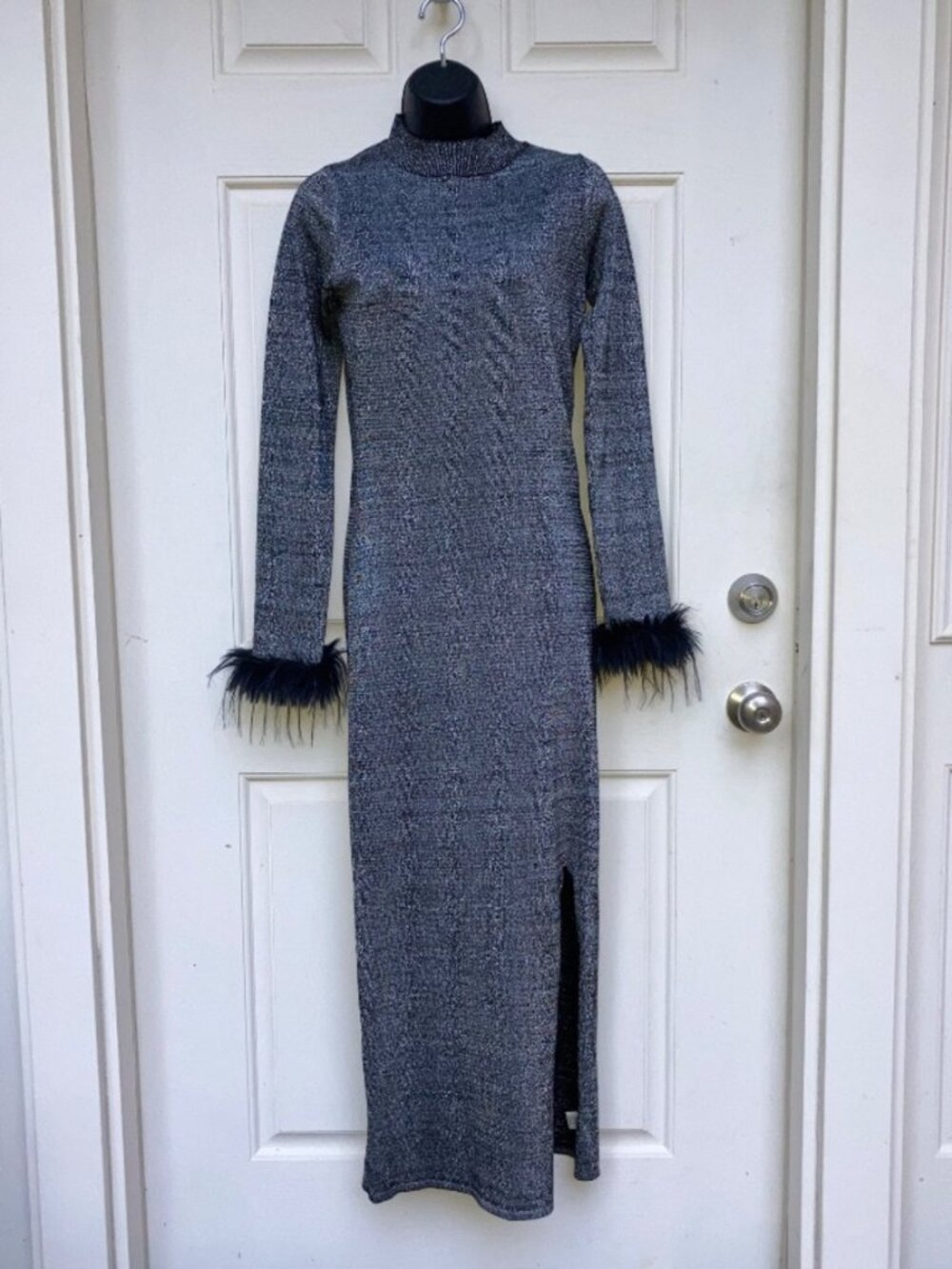 Emma & Posh Shimmer Long Sleeve Feather Dress - Size: Medium